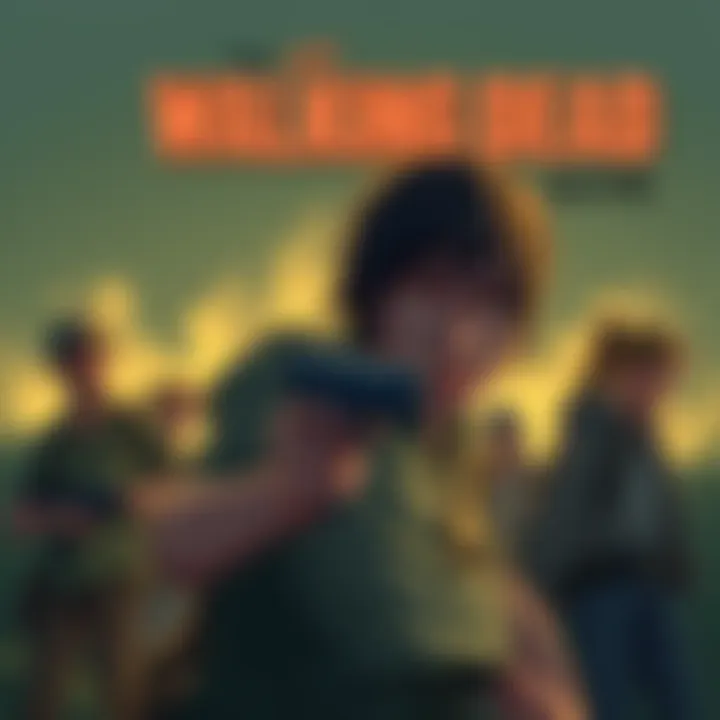 Illustration of characters from The Walking Dead Game engaging in a storyline scene