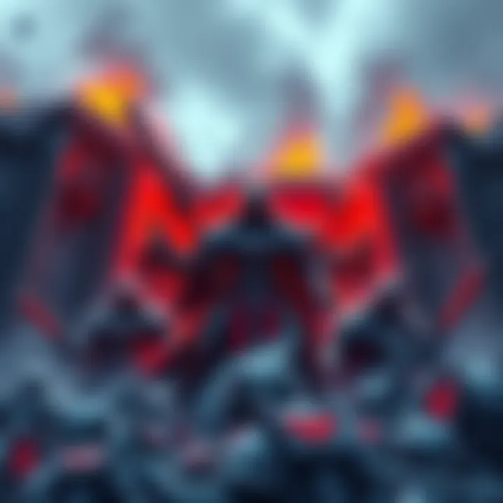 A wall crumbling to reveal a group of intimidating death knights ready for battle.
