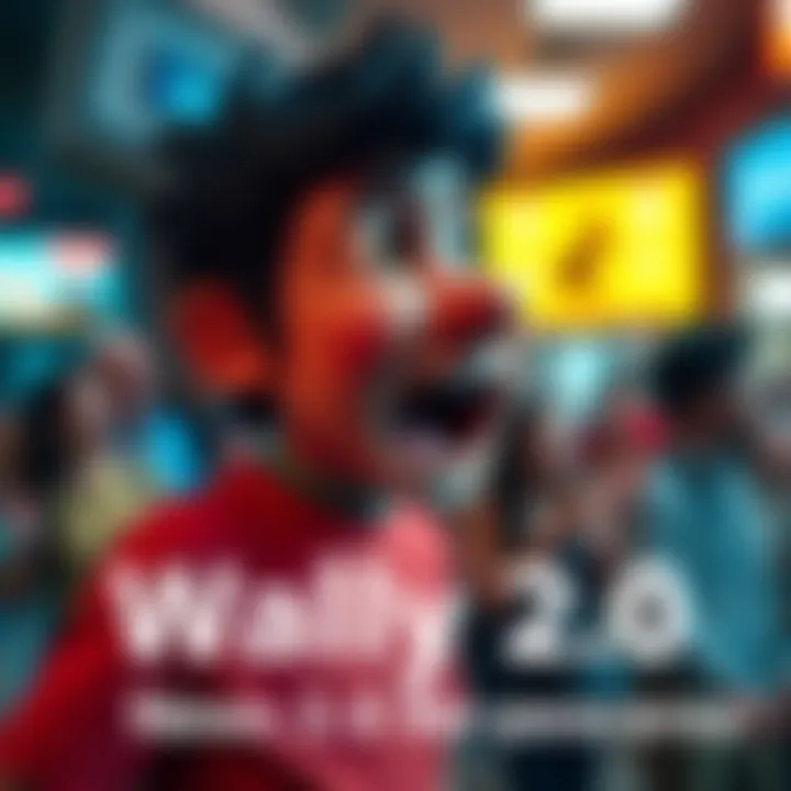 A blurry photo capturing the character Wally 2.0 in a lively setting, showing excitement for his return after changes.