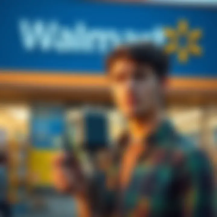 Walmart Adapter Return Issue A customer holding an unplugged adapter in front of a Walmart store with a confused expression, highlighting return challenges.
