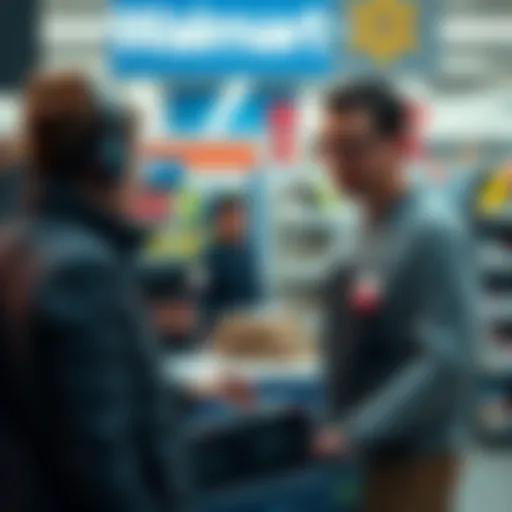A Walmart cashier refuses to sell two 5060 TI graphics cards to a frustrated shopper at the register, with price tags visible.