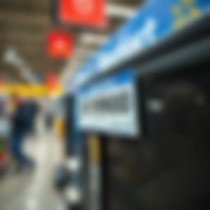 A close-up of a $1900 PC on display at Walmart showing a price tag, with shoppers in the background examining the deal.