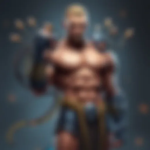 Walrider's Physique A muscular character with a nanite swarm showcasing defined abs and a strong build.