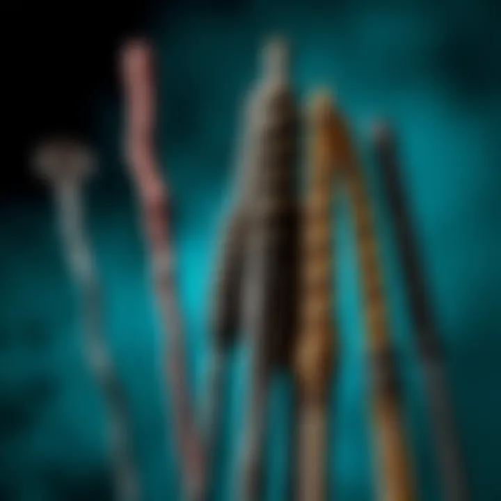 A selection of various wand styles including Notched, Classic, and Soft Spiral wands displayed together