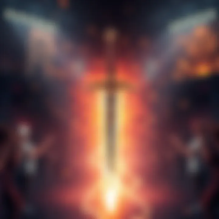 A powerful War sword surrounded by glowing energy, symbolizing the demand for an Incarnon upgrade, with fans cheering in the background.