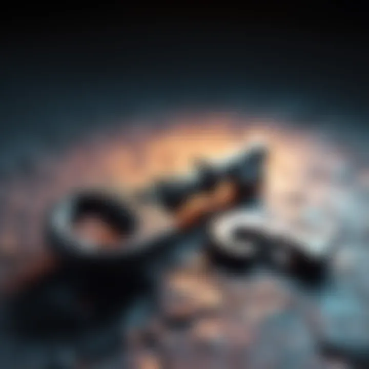 A detailed close-up of a Warden key resting on a textured surface, with a soft light highlighting its features.