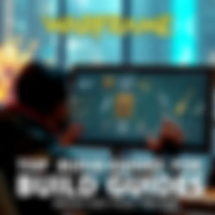 A player examining detailed build guides on a screen with Warframe characters and weapons displayed