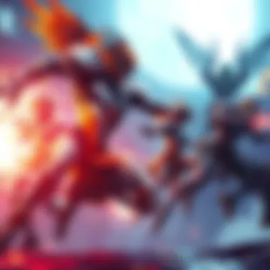 A group of Warframe characters, including Excalibur and Nekros, battling in a sci-fi environment