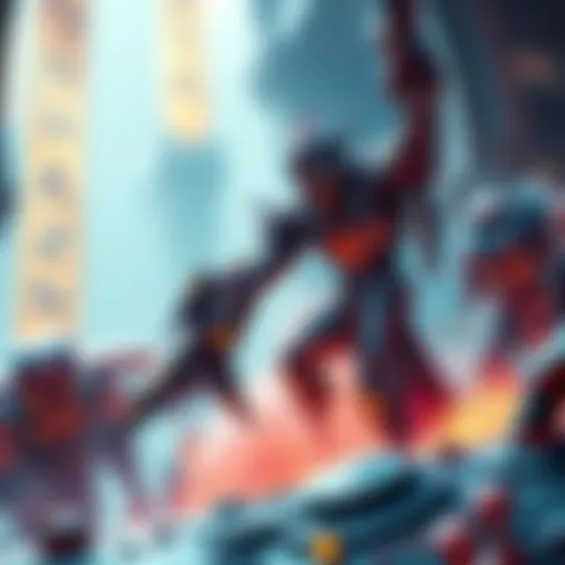 Warframe Game Cleanup Concept Art depicting a clean-up update for Warframe, showcasing improved textures and designs with vibrant colors.