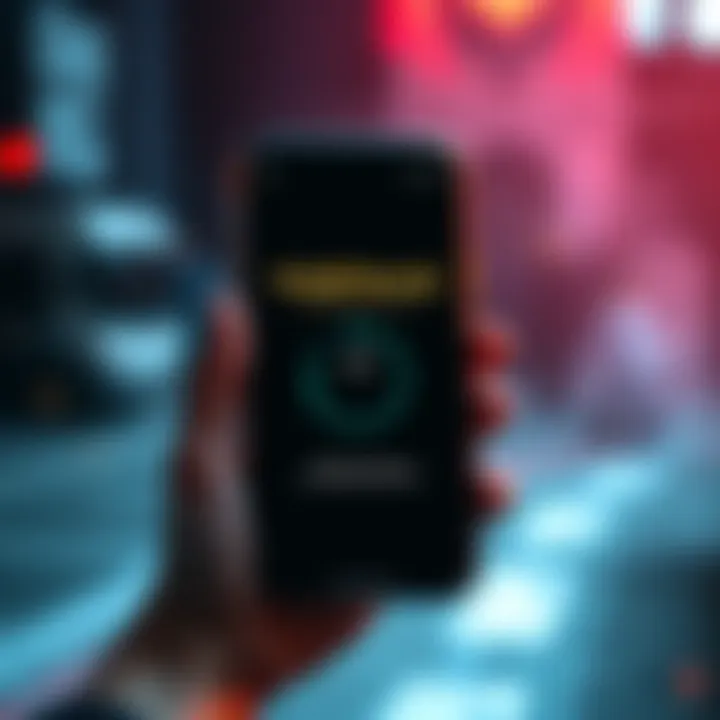 Smartphone displaying the Warframe Companion App with a loading screen and warning icon, indicating potential downtime.