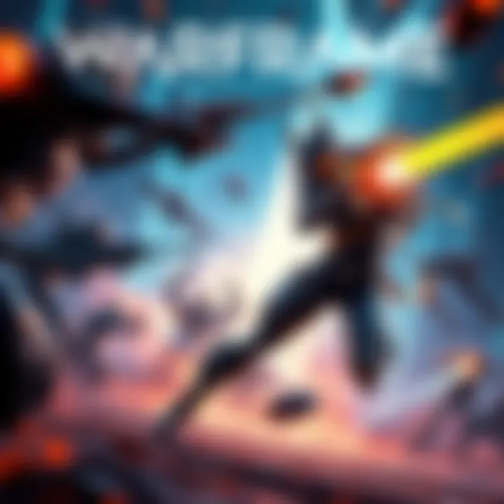 A player character in Warframe engaged in combat, showcasing various weapons and abilities in a dynamic environment.