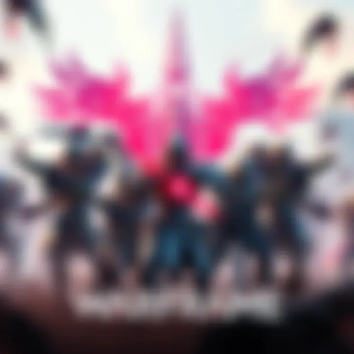 A group of Warframe characters in a battle scene, showcasing the Old Peace update's vibrant graphics and gameplay elements.