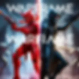 A visual comparison between Warframe and Soulframe, showing characters and gameplay elements from both games.