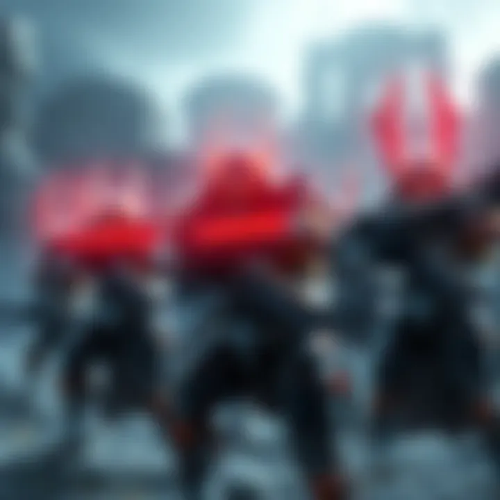 A group of Warframes ready for Grendel missions with weapons drawn