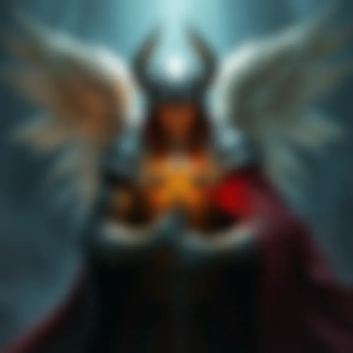 A fantasy character wearing half angelic armor and half dark robes, representing both Paladin and Cleric influences, holding a staff with a glowing orb.