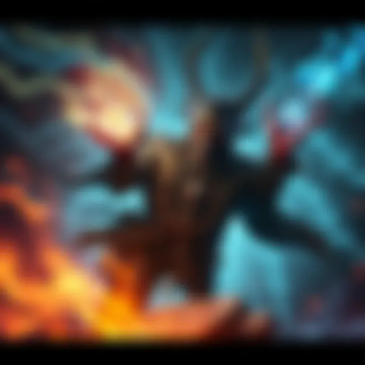 A Warlock card with Astral Communion symbol and Cho'gall character in a mystical setting, showcasing spells and dark energy.