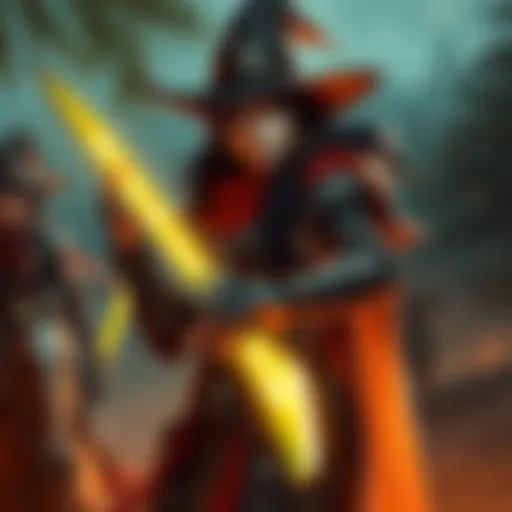 A western-themed warlock character with glowing runes on her hands, standing defiantly with a sword, reflecting a change in values away from vengeance.