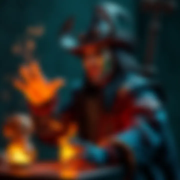 A Warlock character dramatically casting a spell in a Dungeons and Dragons game, with Danhausen's wrestling persona represented by colorful makeup and attire.