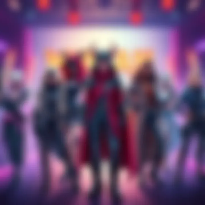 Various Warlock and Titan characters displaying unique and stylish outfits in a vibrant game setting