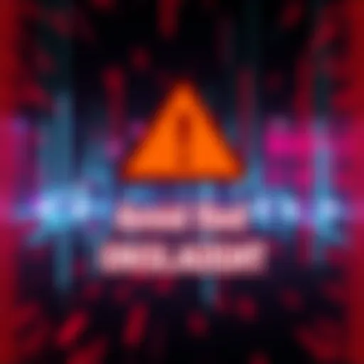 A warning symbol indicating danger with the text 'Avoid Red Onslaught' in bold. Background shows a glitch effect resembling connection issues.