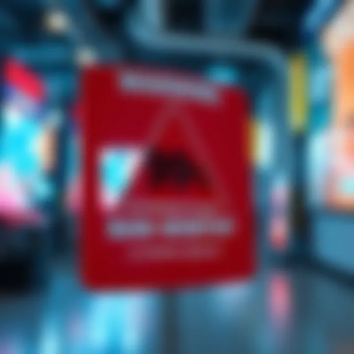 A graphic showing a large red warning sign with a text overlay indicating that online posts may violate community standards, symbolizing the need for stricter content moderation.
