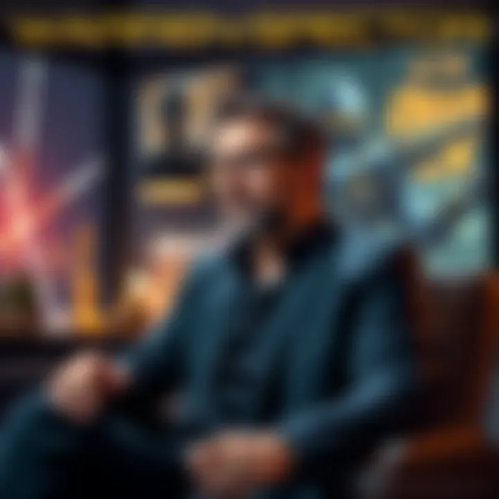 Warren Spector sitting in a studio, reflecting on the legacy of Deus Ex with game artwork in the background.