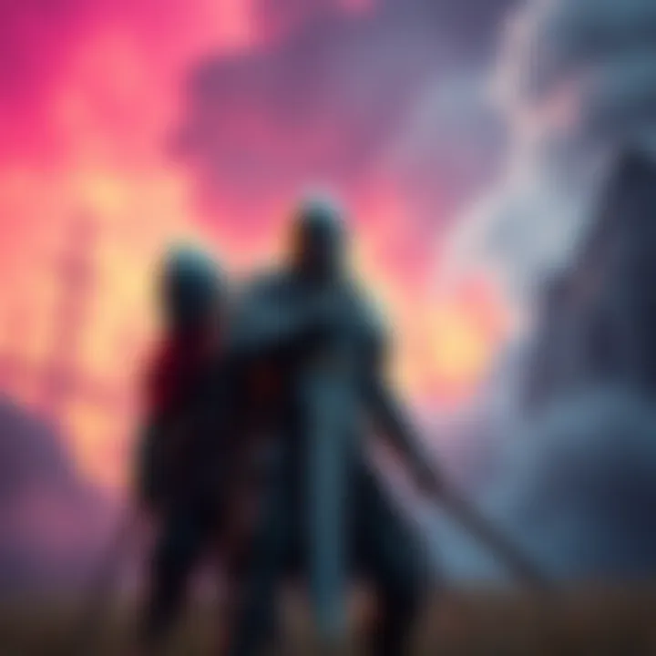 A brave warrior holding a sword stands confidently against a backdrop representing aura farming challenges.