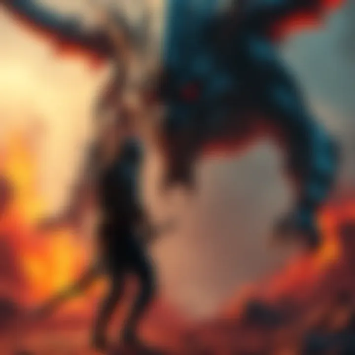 Warrior preparing for battle against Malenia A player character stands ready with a sword, preparing to face the tough boss Malenia in a fiery environment