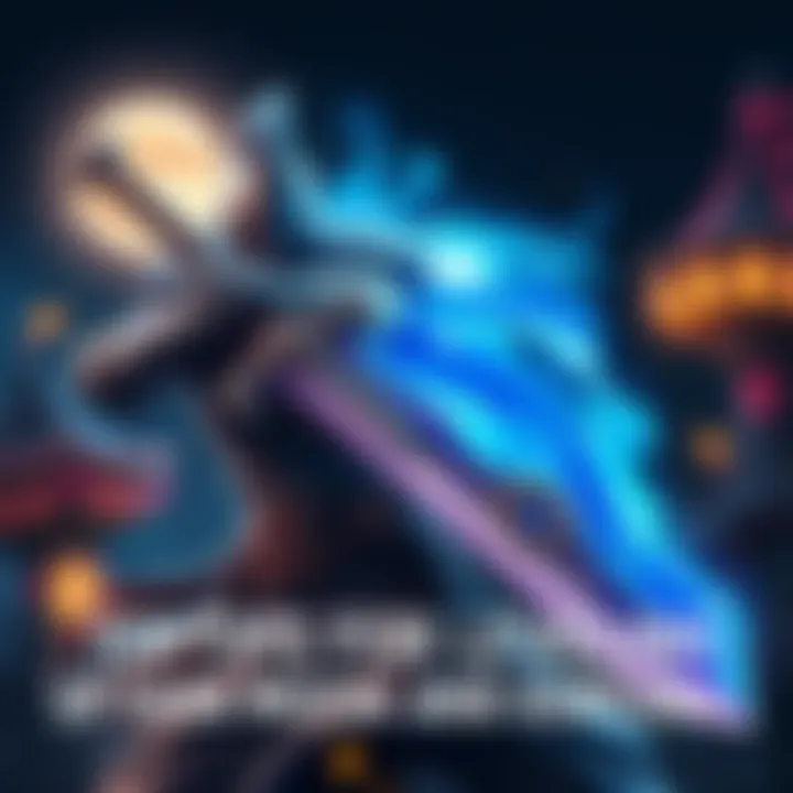 A powerful warrior holding the Dark Moon Greatsword, showcasing a mix of physical strength and magical aura. Background hints at a mystical setting with glowing elements.