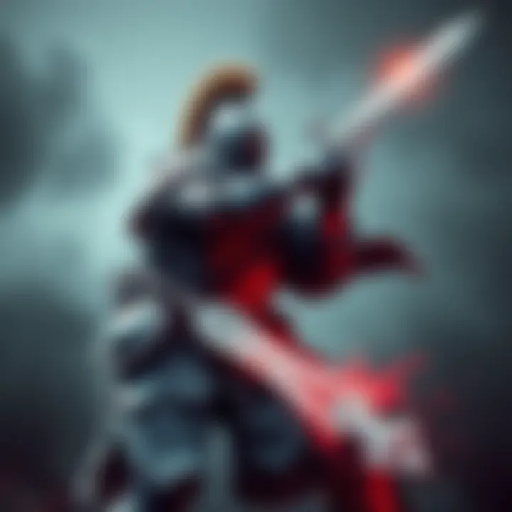 Warrior wielding a heavy weapon A strong warrior in heavy armor swings a large sword, showcasing the power of strength builds in combat