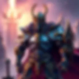 A warrior character wearing the Sire Denatrius hero set, showcasing striking armor and powerful stance.