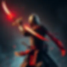 A skilled warrior wielding a two-handed longsword in combat stance, showcasing strength and readiness without a shield.