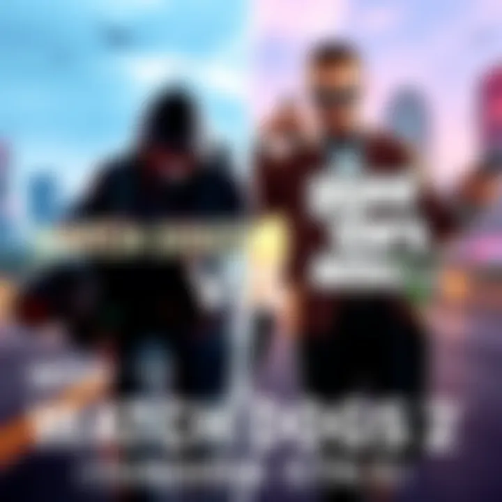 A split-screen showing gameplay from Watch Dogs 2 on one side and GTA 5 on the other, highlighting their different styles and features.