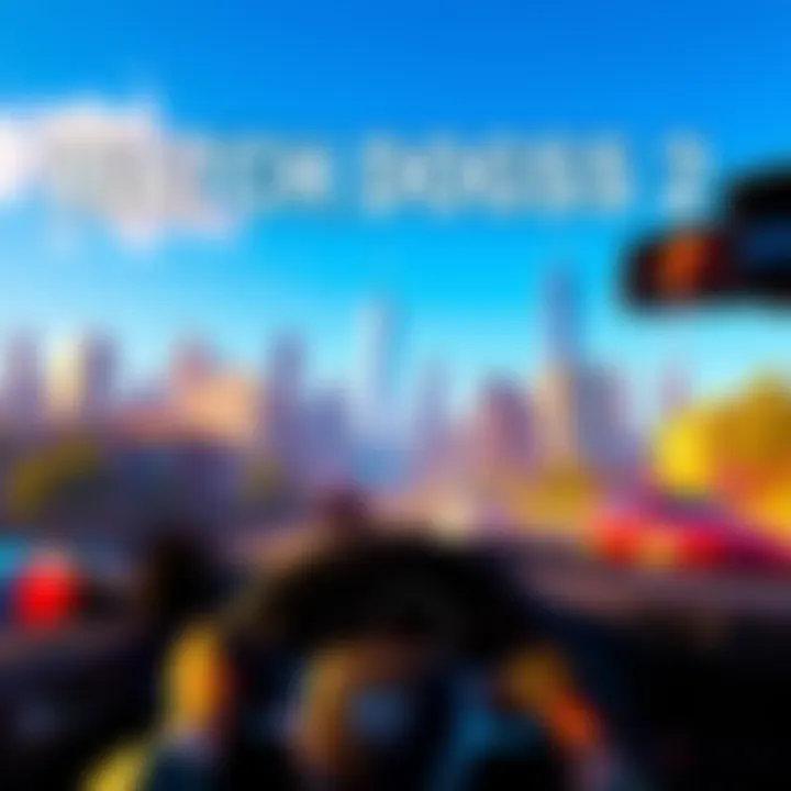 Player driving in Watch Dogs 2 with city skyline in background, showing graphical style and camera angles
