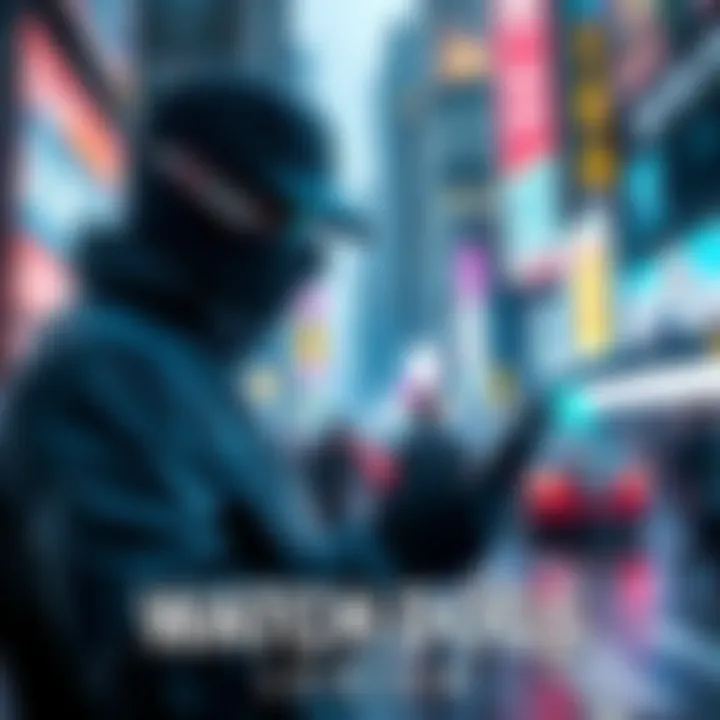 A character from Watch Dogs: Legion hacking a device in a busy city environment