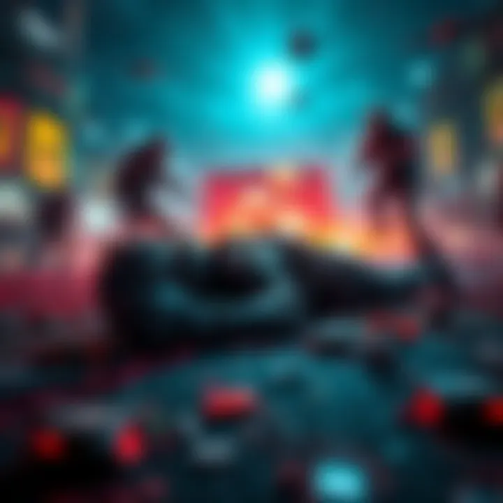 A player character lying on the ground in a game, with other characters moving around them, creating a sense of chaos and action after the player's death.