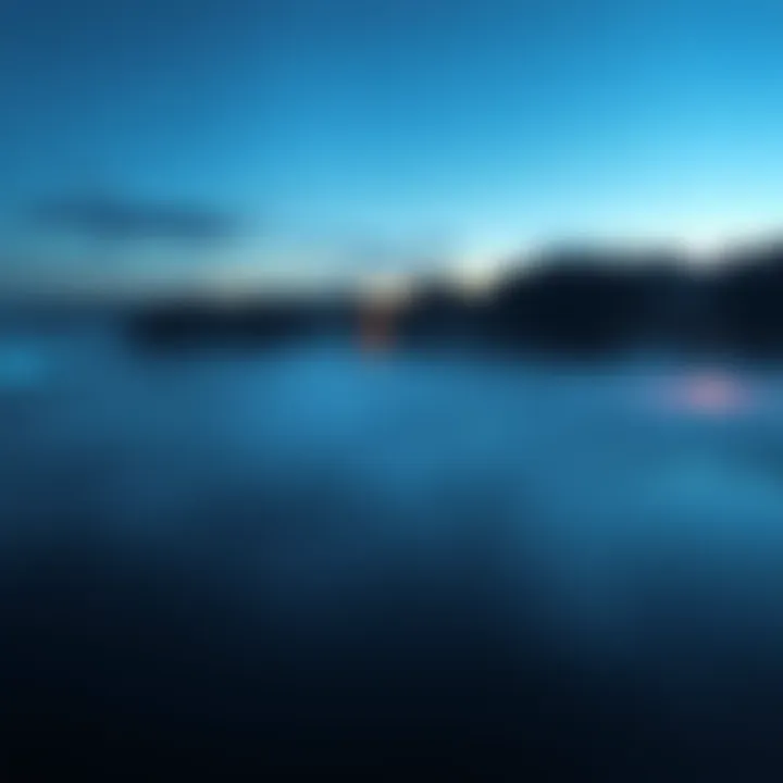 A serene image depicting a misty lake at dusk, reflecting soft lights, symbolizing the theme song from the water ending of SH2 remake.