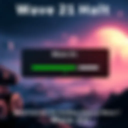 A screenshot showing a game screen with a halted progress bar at wave 21, featuring a backdrop of a sci-fi landscape inspired by the Star Wars event.
