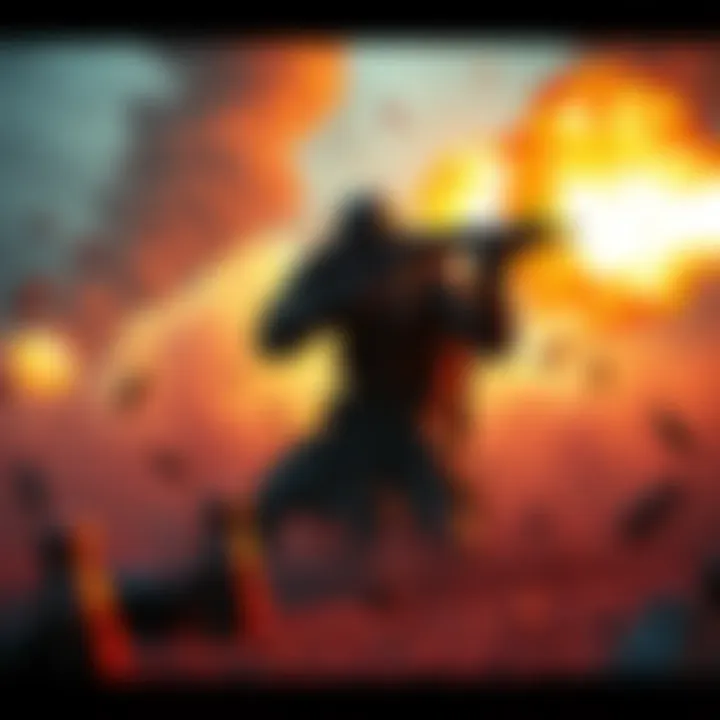 A character prepares for a kamikaze attack, surrounded by explosive mines, demonstrating an intense gaming moment.