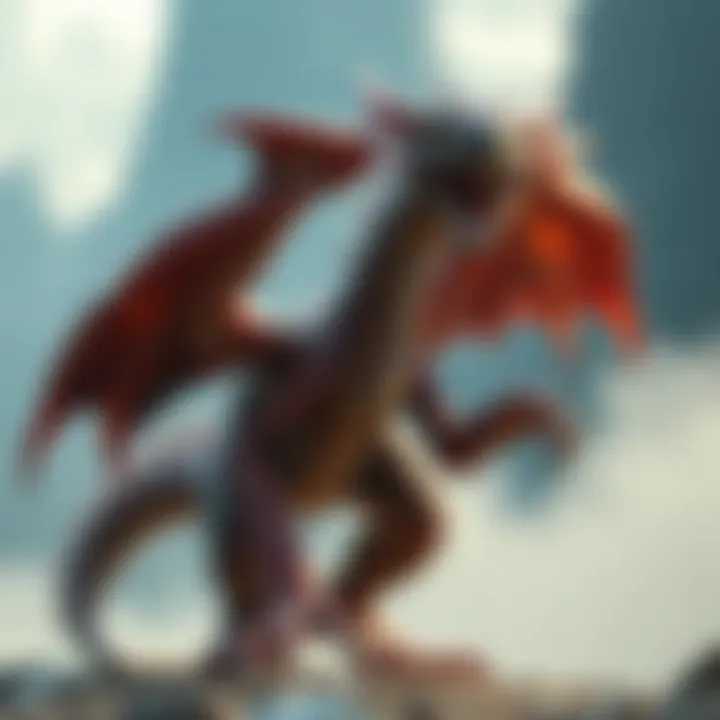 A brute wyvern with a small frame, showcasing its dull scales and lackluster features in a battle stance.