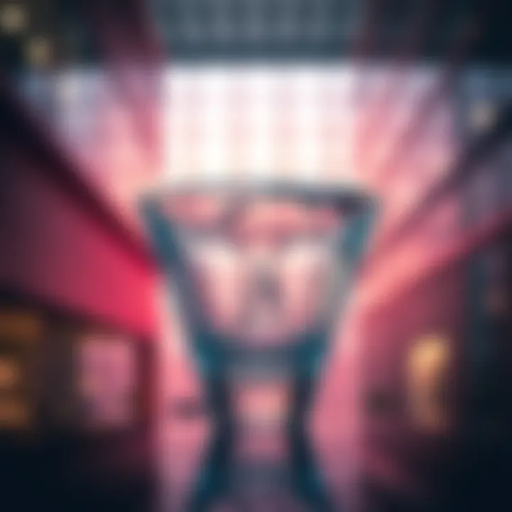 A piece of thin glass showcasing delicate craftsmanship, highlighting its transparent and fragile nature against a backdrop of modern architecture.