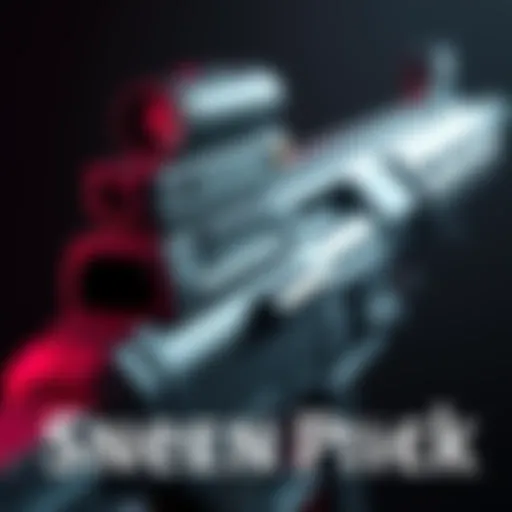 A close-up of a weapon resembling the P90 with a unique top sight, highlighting design features.