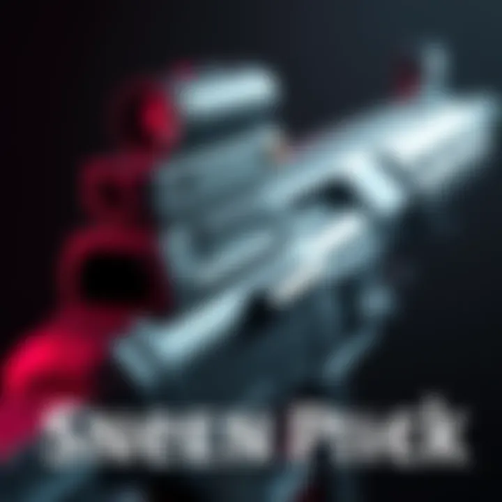 A close-up of a weapon resembling the P90 with a unique top sight, highlighting design features.