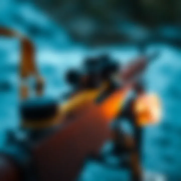 A close-up of a survival weapon mounted on a sturdy frame, highlighting their importance in tough situations.