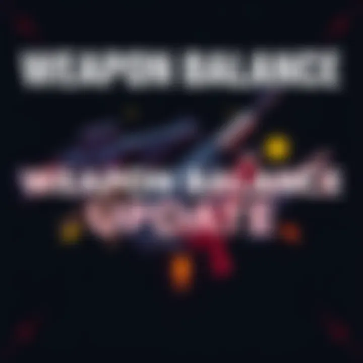 Illustration showing various weapons with balance indicators and gameplay enhancements