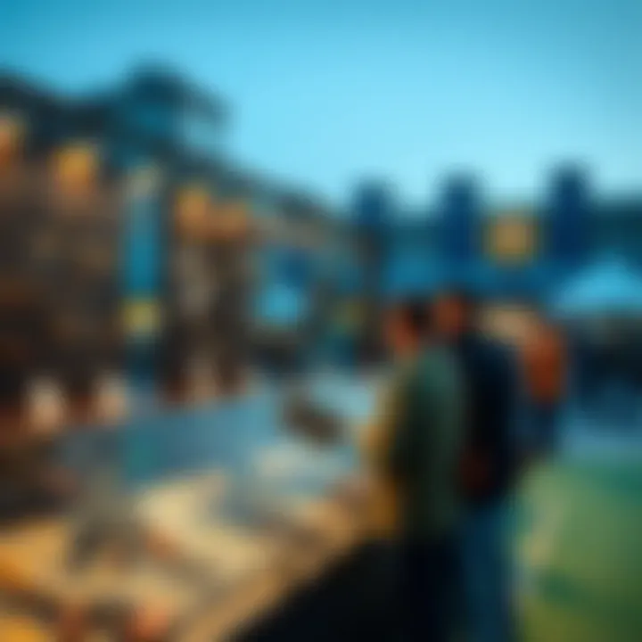 An outdoor exhibit showcasing various weapons, with people engaging and discussing the display, highlighting public interest in defense topics.