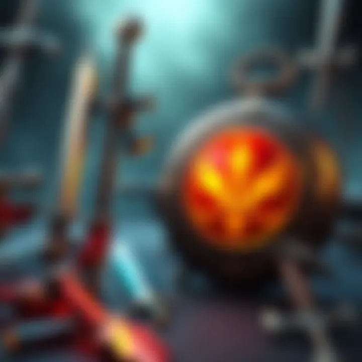 Various weapons shown that enhance Intelligence and Strength, placed next to a Carian Sovereignty emblem.