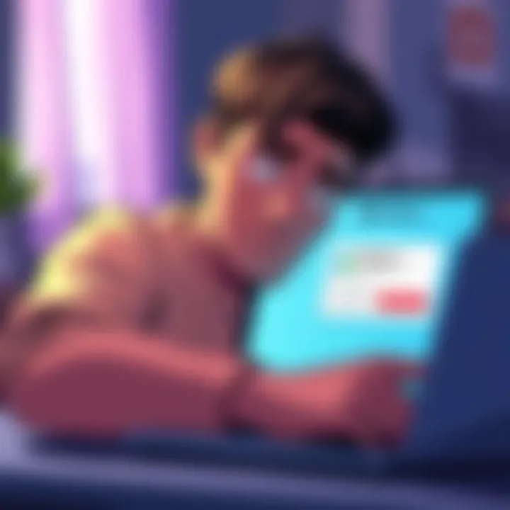 A person looking at a Webtoon reward claim screen with a puzzled expression, seeking help on a laptop.