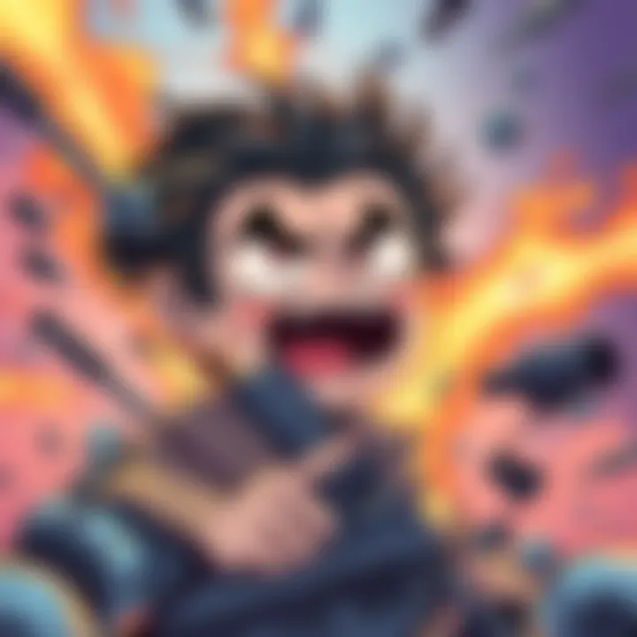 Character experiencing chaos from bio-weapons A cartoon character humorously struggling with a chaotic situation caused by bio-weapons, showcasing exaggerated expressions and comedic elements.