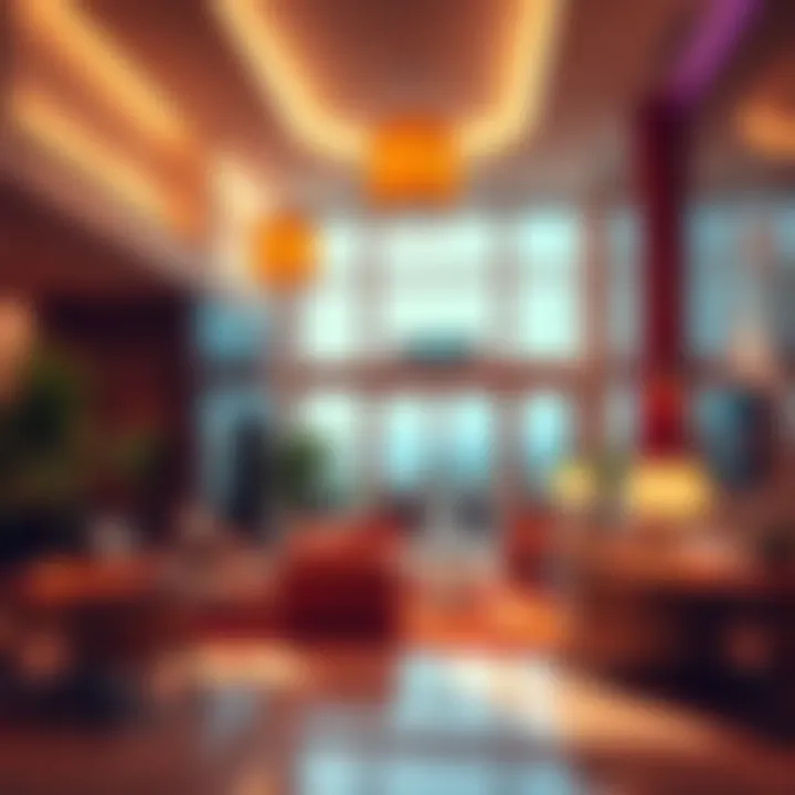 Welcoming Hotel Lobby A cozy hotel lobby featuring comfortable seating, modern decor, and a warm atmosphere. Guests relax and socialize in a well-lit space.